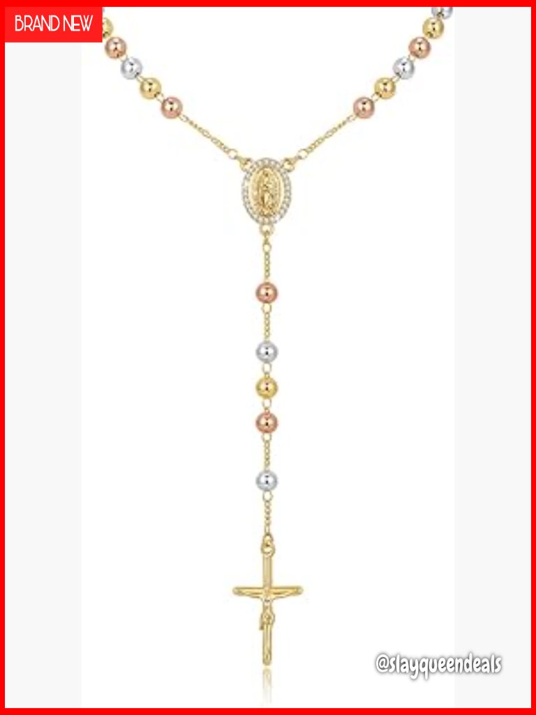 Gold Rosary Necklace - Virgin Mary Crucifix Y Necklace Catholic Jewelry
